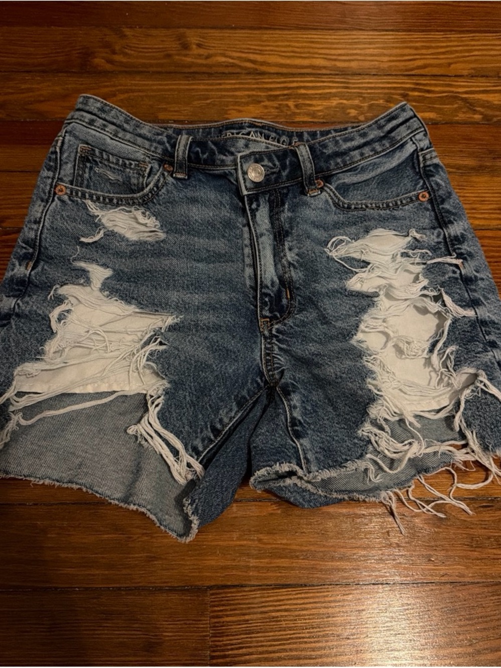 American Eagle Outfitters Distressed Dark Blue Denim Cutoff Shorts